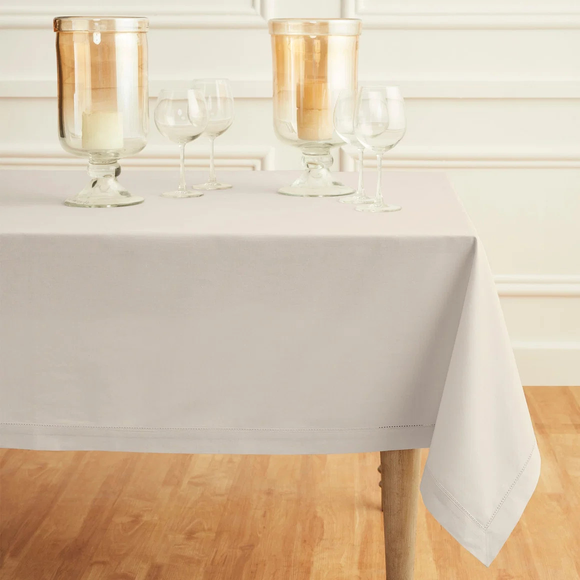 Cotton Linen Hemstitch Rectangular Tablecloth | Solino Home | Solino Home
