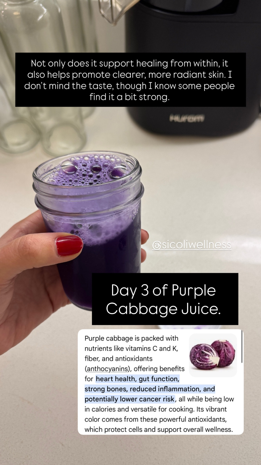 Here’s a polished, editorial-style rewrite that still feels informative and lifestyle-focused ✨

Starting the year with a gentle gut reset, as recommended by my nutritionist. I’m beginning each morning with 6–8 ounces of purple cabbage juice and slowly increasing over time. It supports gut health from the inside out and helps promote clearer, more radiant skin. I don’t mind the taste, though I know it can be an adjustment for some. Sharing my favorite slow juicer that preserves nutrients, along with how I store it for the week.

#LTKfitnessgoals #LTKselfcare #LTKBeauty