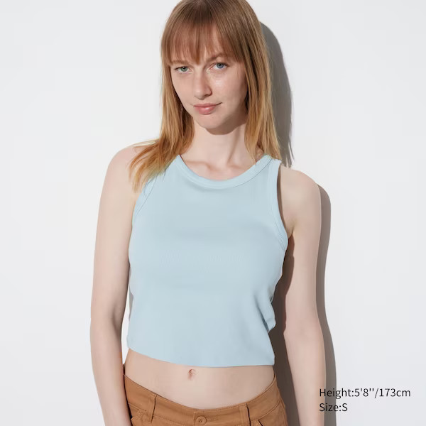 Ribbed Cropped Sleeveless Bra Top | UNIQLO (US)