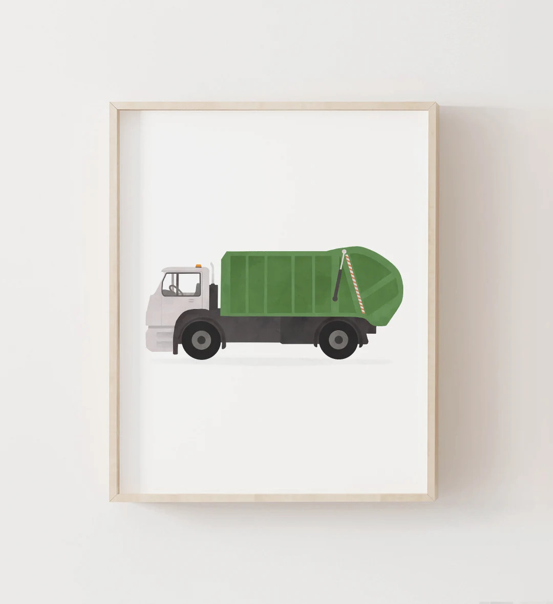 Garbage Truck Print, Green Trash Truck Poster, Boys Room Decor, PRINTABLE Construction Vehicle Wa... | Etsy (US)
