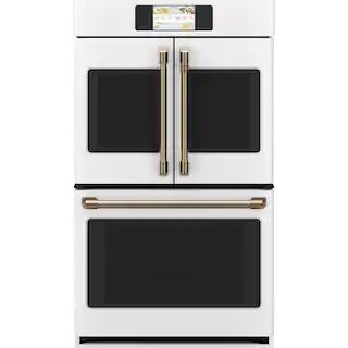 30 in. Smart Double Electric French-Door Wall Oven with Convection Self Cleaning in Matte White, ... | The Home Depot
