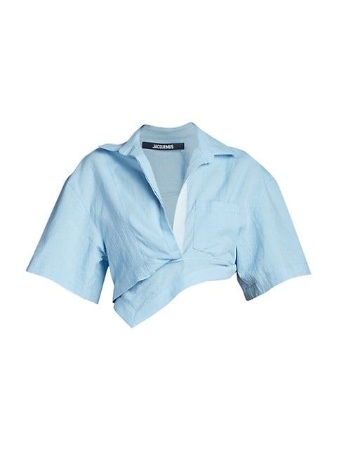 Cropped Twisted Asymmetric Shirt | Saks Fifth Avenue