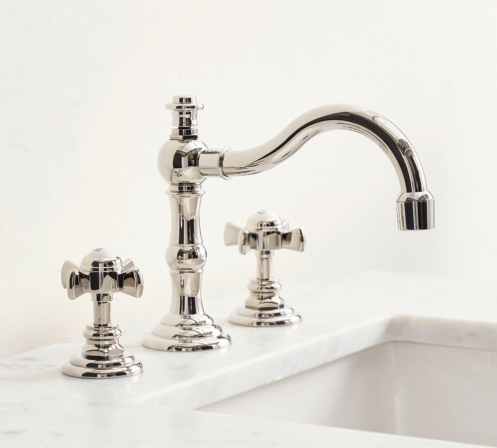 Mercer Cross Handle Widespread Bathroom Sink Faucet | Pottery Barn (US)