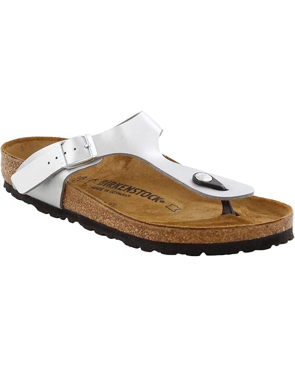 BIRKENSTOCK Gizeh Birko-Flor Metallic Silver Birko Flor 40 (US Women's 9-9.5) Regular | Amazon (US)