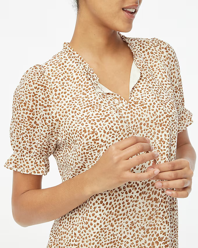 Short-sleeve ruffle tie-neck top | J.Crew Factory