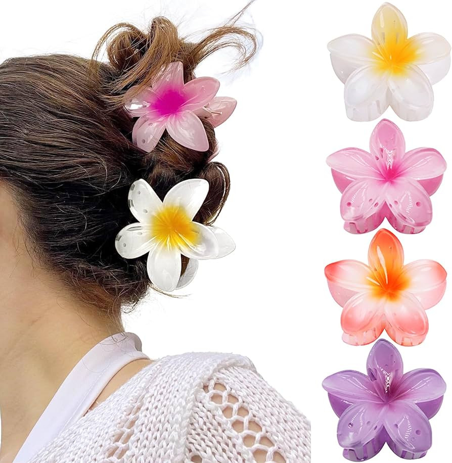 GQLV Flower Hair Claw Clips-4PCS Large Claw Clips for Thick Hair,Strong Hold Nonslip Hair Clips f... | Amazon (US)