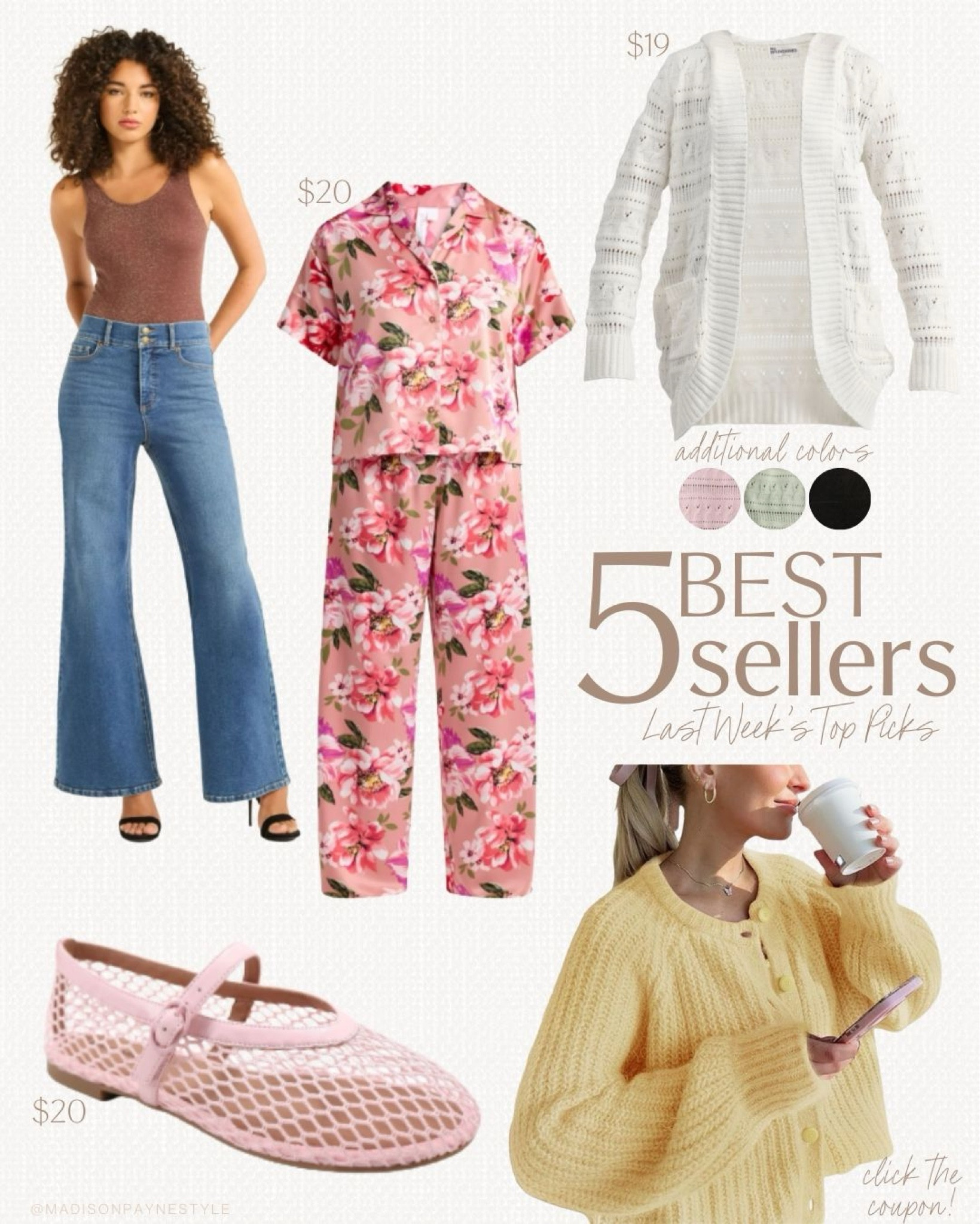 $19 cardigan was a best seller last week 🥰 along with wide leg jeans, satin pajama set, mesh flats, and a yellow cardigan perfect for transitioning to warmer weather 

Best sellers, cardigan, pajamas, jeans, spring denim, shoes, spring shoes, Amazon cardigan, Madison Payne 

#LTKSeasonal #LTKStyleTip #LTKFindsUnder50