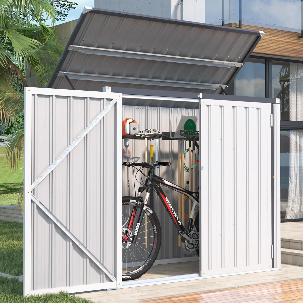 5 Ft. W X 3 Ft. D Metal Horizontal Garbage Shed | Wayfair North America