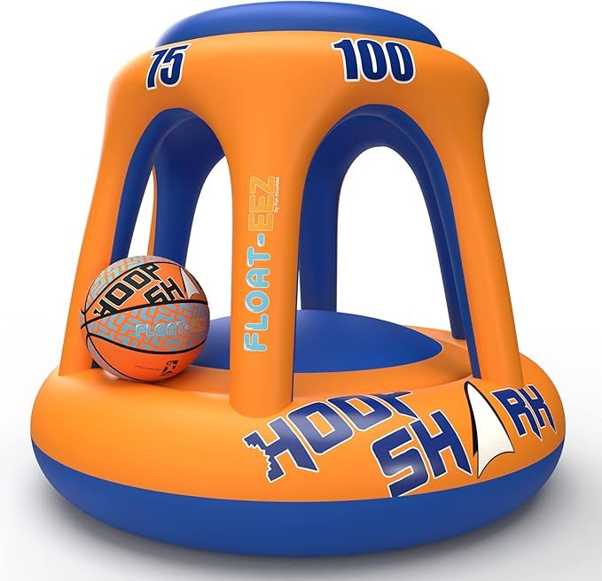 Swimming Pool Basketball Hoop Set by Hoop Shark - Orange/Blue - Inflatable Hoop with Ball - Perfe... | Amazon (US)