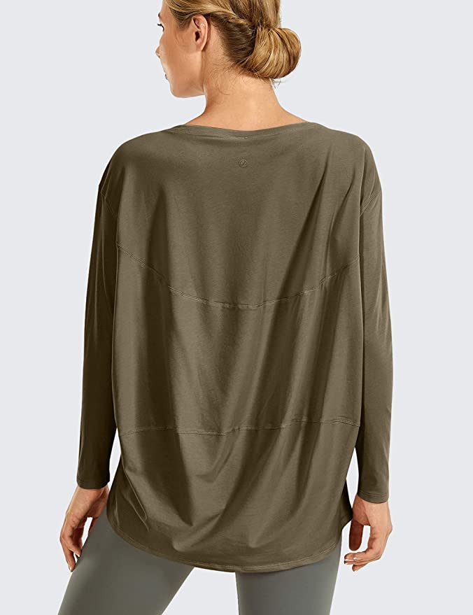 CRZ YOGA Long Sleeve Workout Shirts for Women Loose Fit-Pima Cotton Yoga Shirts Casual Fall Tops ... | Amazon (US)