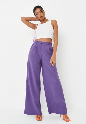 Missguided - Purple Co Ord Tailored Masculine Oversized Pants | Missguided (US & CA)