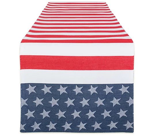 Design Imports Stars & Stripes Jacquard Table Runner 14" x 72" - QVC.com | QVC