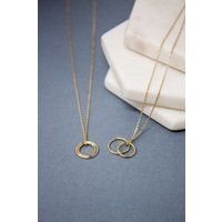 Double Ring Necklace, Circle Necklace, Interlocking Gold, Jewelry | Etsy (US)