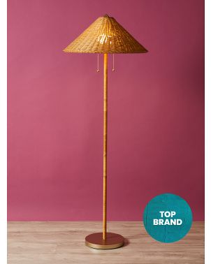 62in Rattan Wrapped Brass Base Floor Lamp | Table Lamps | HomeGoods | HomeGoods
