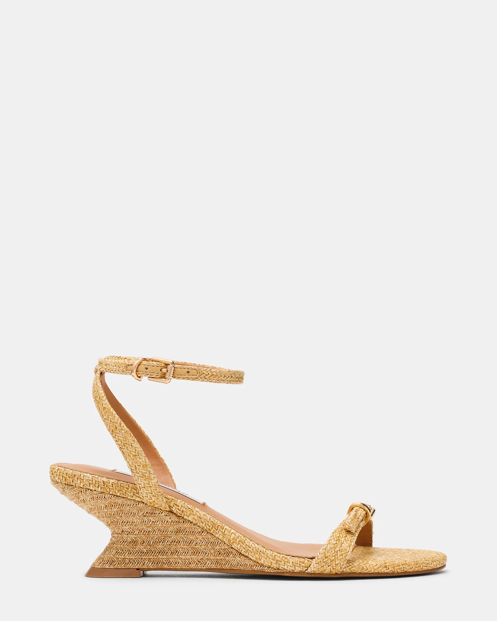 ZALOMA Natural Raffia Buckle Detail Wedges | Women's Designer Shoes | Steve Madden (Canada)