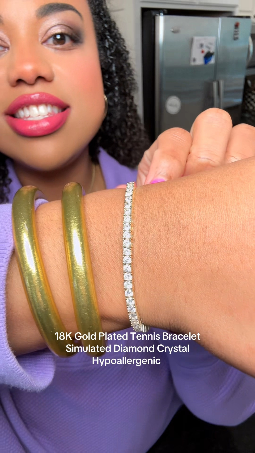 Stunning gold plated tennis bracelet from Cate and Chloe! #tennisbracelet #jewelry 