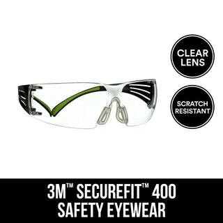 3M SecureFit 400 Black/Neon Green with Clear Anti-Fog Lenses Safety Glasses SF400C-WV-6 - The Hom... | The Home Depot