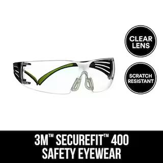 3M SecureFit 400 Black/Neon Green with Clear Anti-Fog Lenses Safety Glasses SF400C-WV-6 - The Hom... | The Home Depot