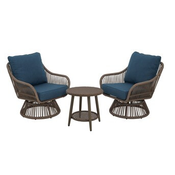 Origin 21 Killian 3-Piece Wicker Patio Conversation Set with Blue Cushions | Lowe's
