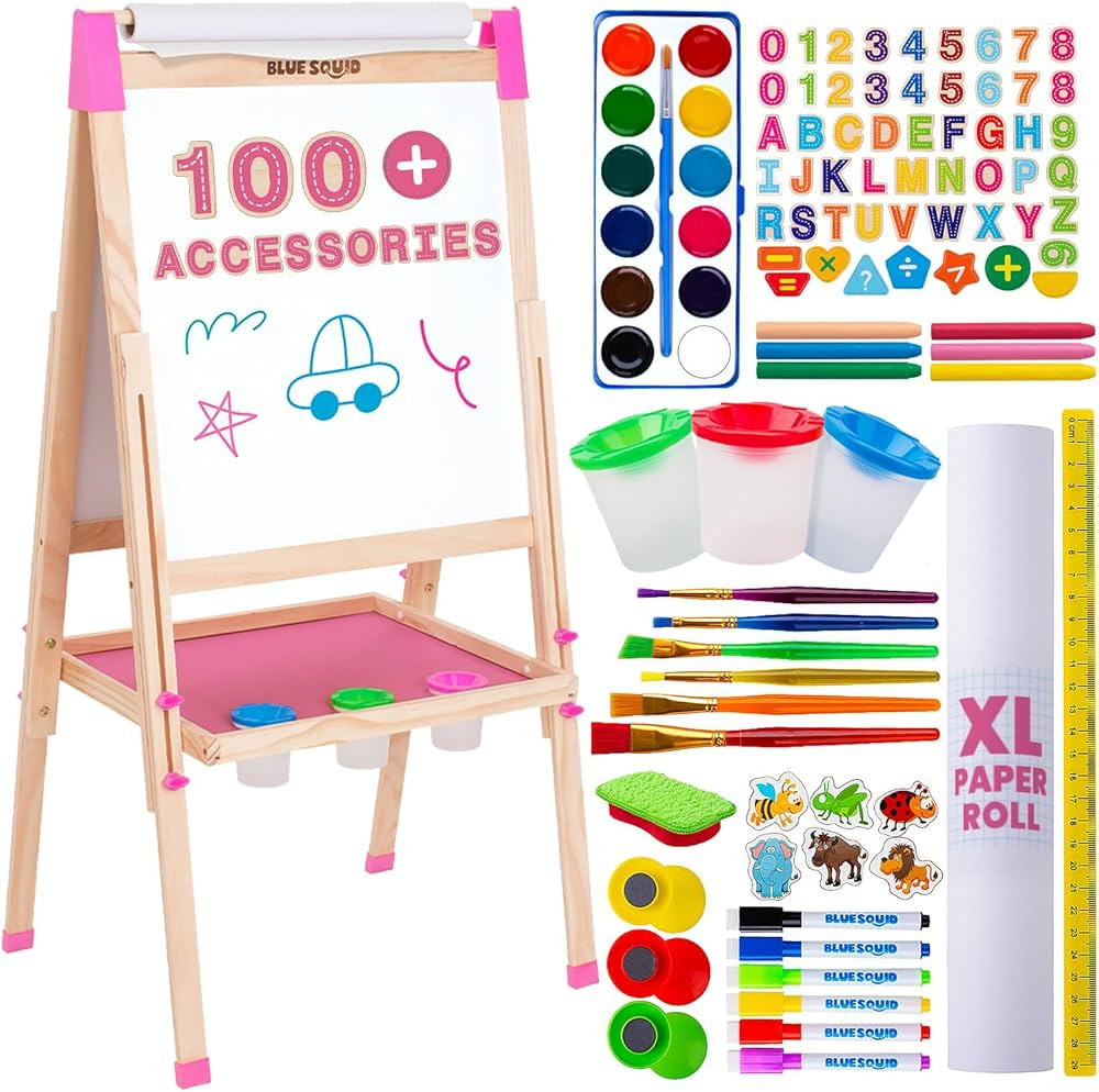 Blue Squid Art Easel for Kids, Easels for Toddlers | Adjustable Art Easel with Paper Roll, Magnet... | Amazon (US)