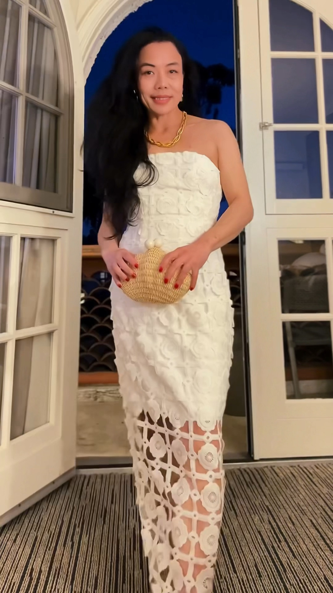 2nd night in the resort, wearing this strapless Tile Lace midi dress to dinner tonight. Definitely loving the quality and fit.  Easy to add a blazer or any coat/cardigan. 

I am 5’3, 112 lbs, and wear size 2 here. 

#LTKOver40 #LTKFestival #LTKPetite