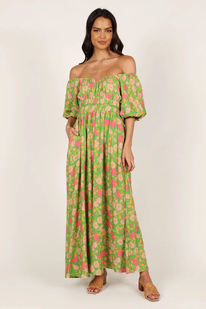 Heidi Off Shoulder Maxi Dress - Green | Petal & Pup (AU)