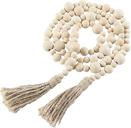 Wooden Bead Garland 72 Inches Farmhouse Garland Home Decor with Tassels Rustic Country Beads for ... | Amazon (US)