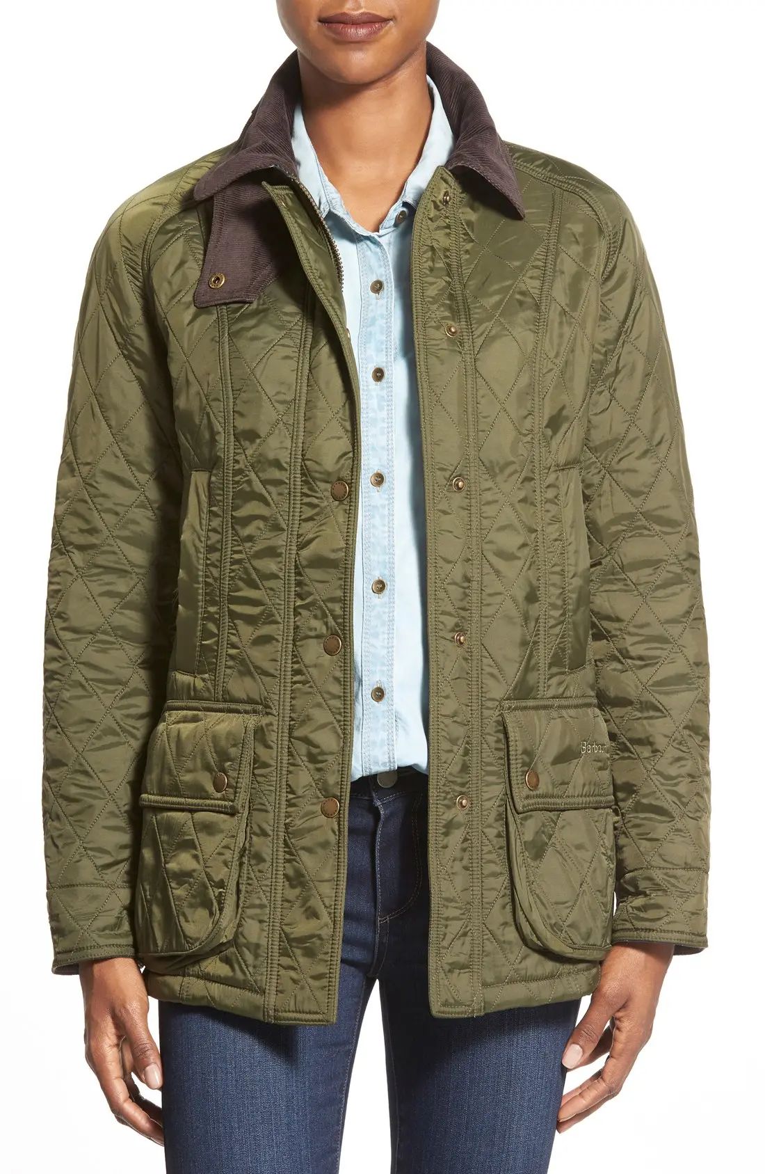 Women's Barbour Beadnell Quilted Jacket, Size 4 US - Green | Nordstrom