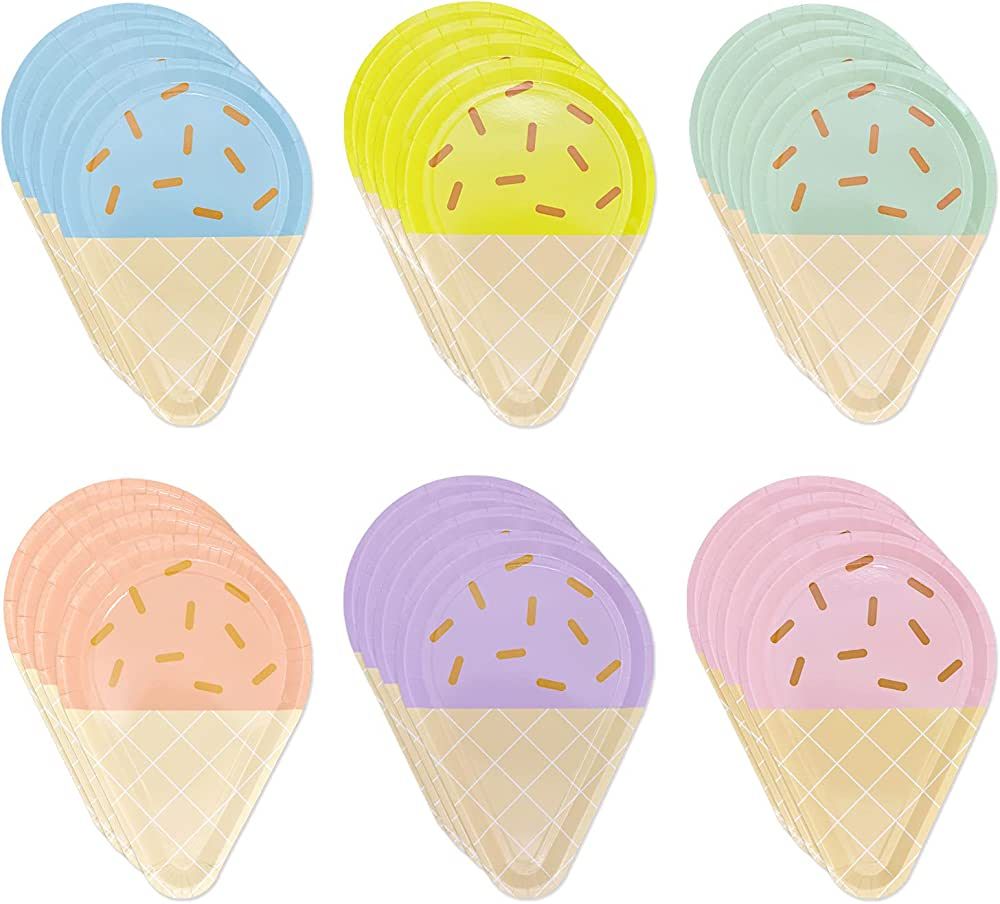 Patty Both 24 Pcs Ice Cream Party Plates,10'' Disposable Paper Plates for Summer Ice Cream Theme ... | Amazon (US)