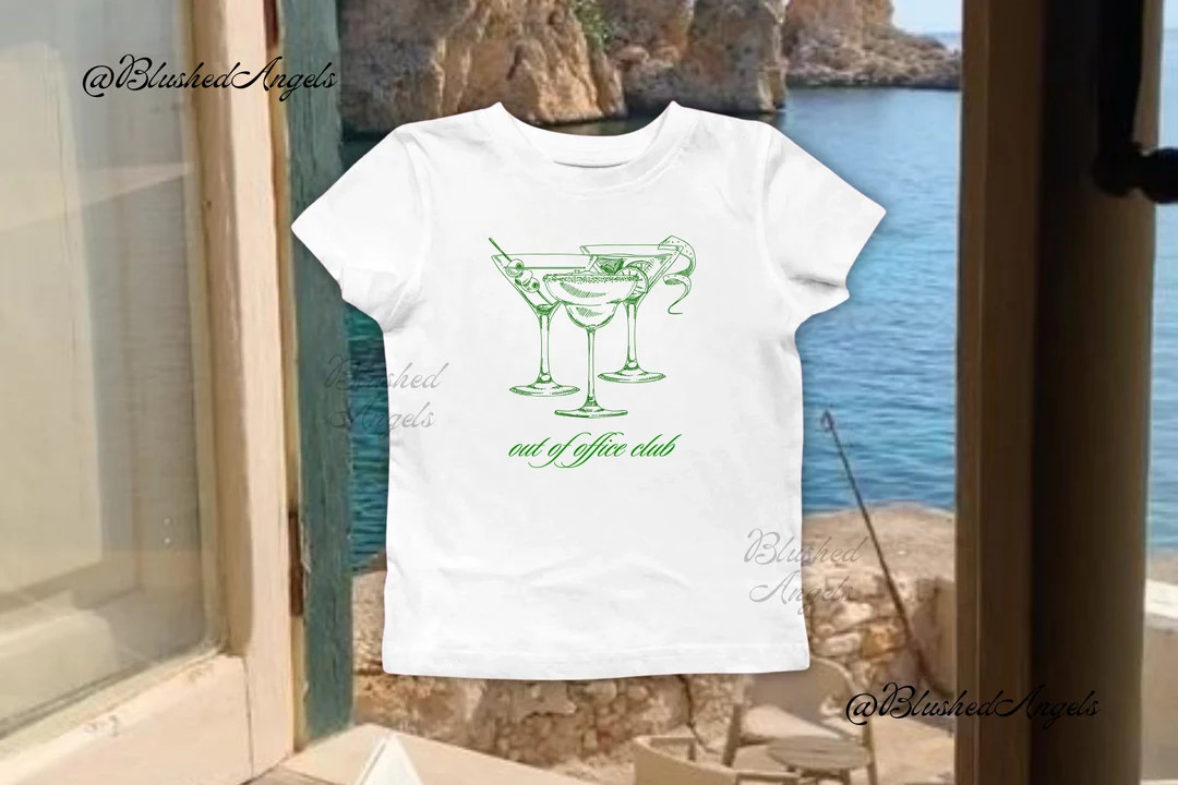 Out of Office Club Cocktail Drinks Baby Tee Coquette Baby Tee, Y2k Graphic Baby Tee, 90s Baby Tee... | Etsy (US)