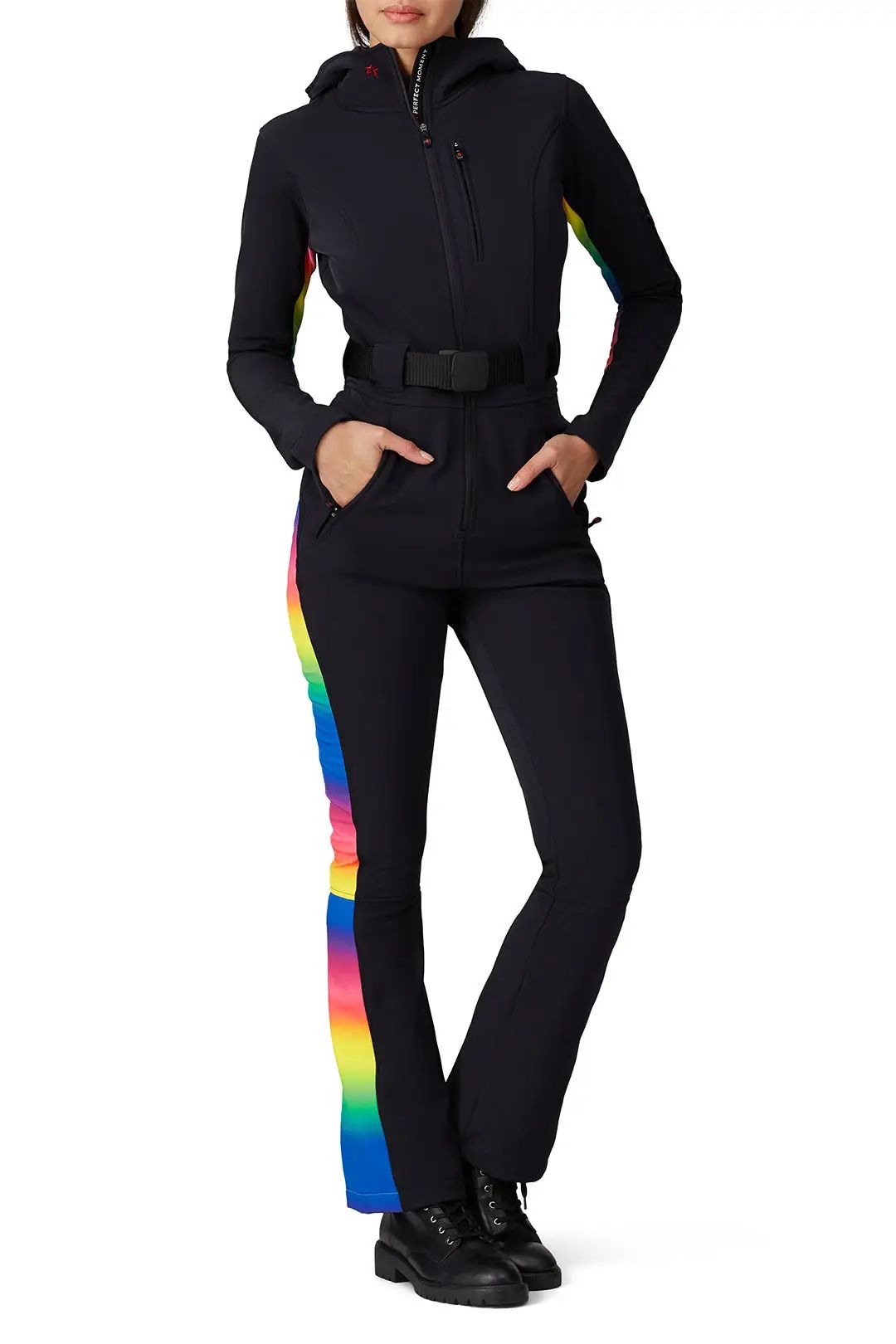 Perfect Moment Black Rainbow Ski Suit | Rent The Runway