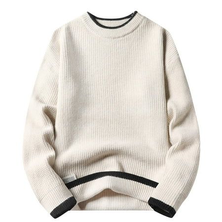 Pgeraug hoodies for men Round Neck Soild Color Warm Long Sleeve Vacation Outdoor Knitted Sweater men | Walmart (US)