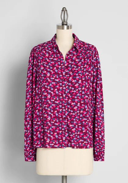 Overlapping Love Letters Button-Up Top | ModCloth