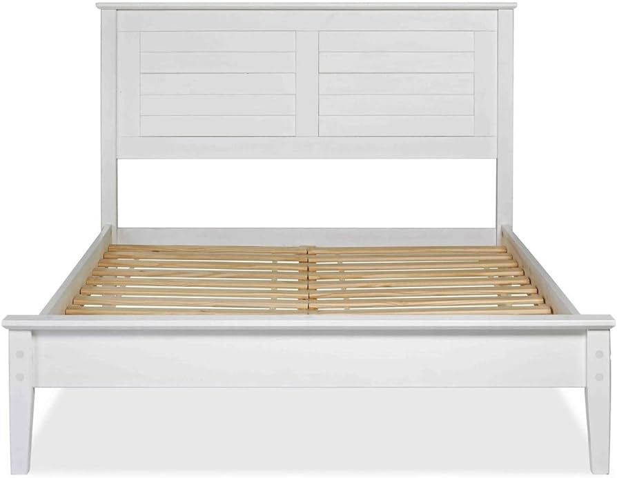Greenport Solid Wood Platform Bed, Queen Size, Brushed White | Amazon (US)