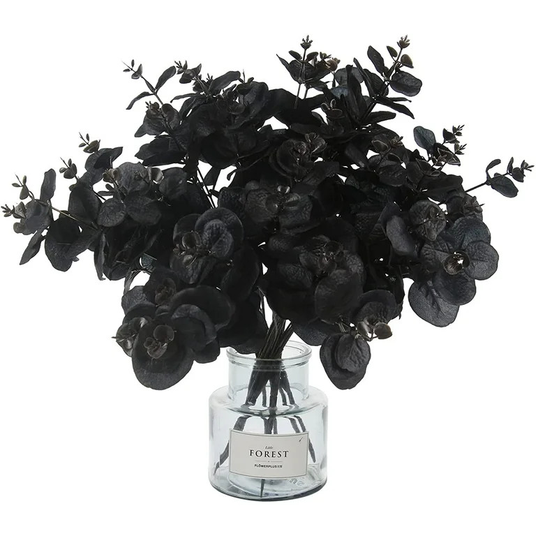 Dolicer 6 Pcs Black Artificial Eucalyptus Stems Faux Eucalyptuses Branches Black Leaf Halloween C... | Walmart (US)