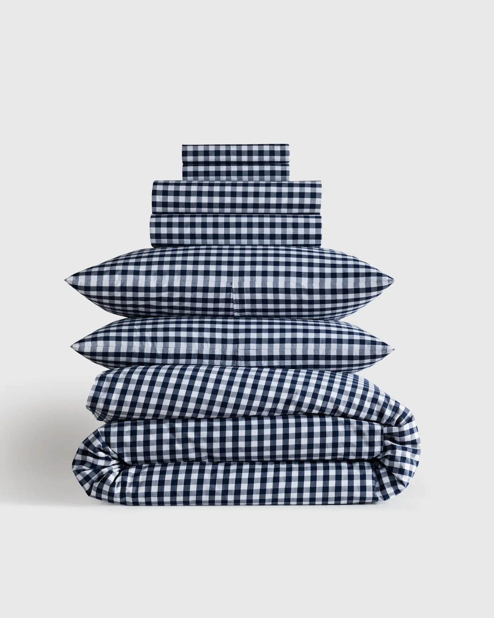 Organic Crisp Percale Gingham Deluxe Bedding Bundle | Quince