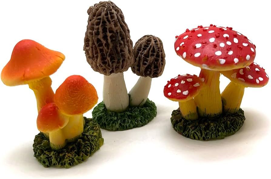 Aliotech 3pcs Mini Mushroom Figurines Lawn Garden Cute Micro Decoration Statues Figurines for Gar... | Amazon (US)