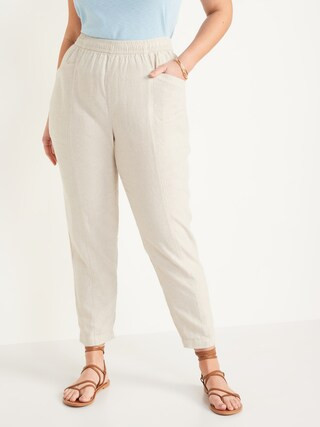 High-Waisted Cropped Linen-Blend Pants for Women | Old Navy (US)