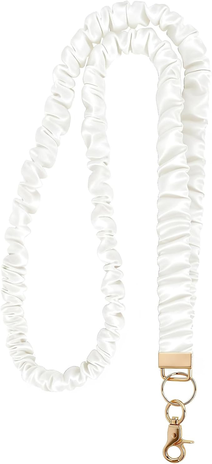 Teacher Lanyard Scrunchie, Stretchy Lanyard for ID Badges & Key, 1Pcs White | Retractable Up to 2... | Amazon (US)