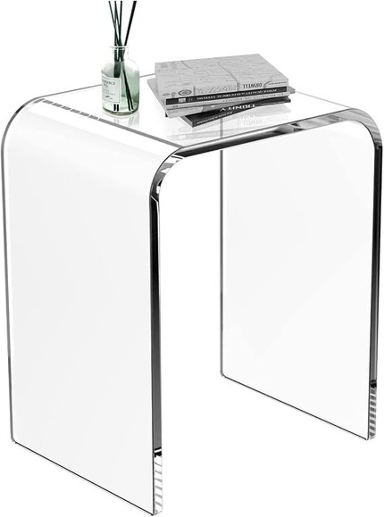 Acrylic End Table Clear Lucite with Waterfall Edges