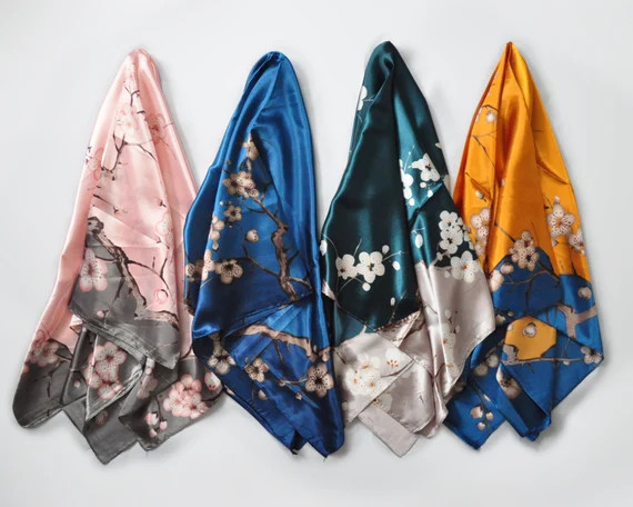 Silky Cherry Blossom Floral Scarf Bohemian Scarf Asian - Etsy Greece | Etsy (EU)
