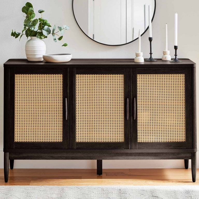 Better Homes & Gardens Springwood Caning Sideboard, Charcoal Finish | Walmart (US)