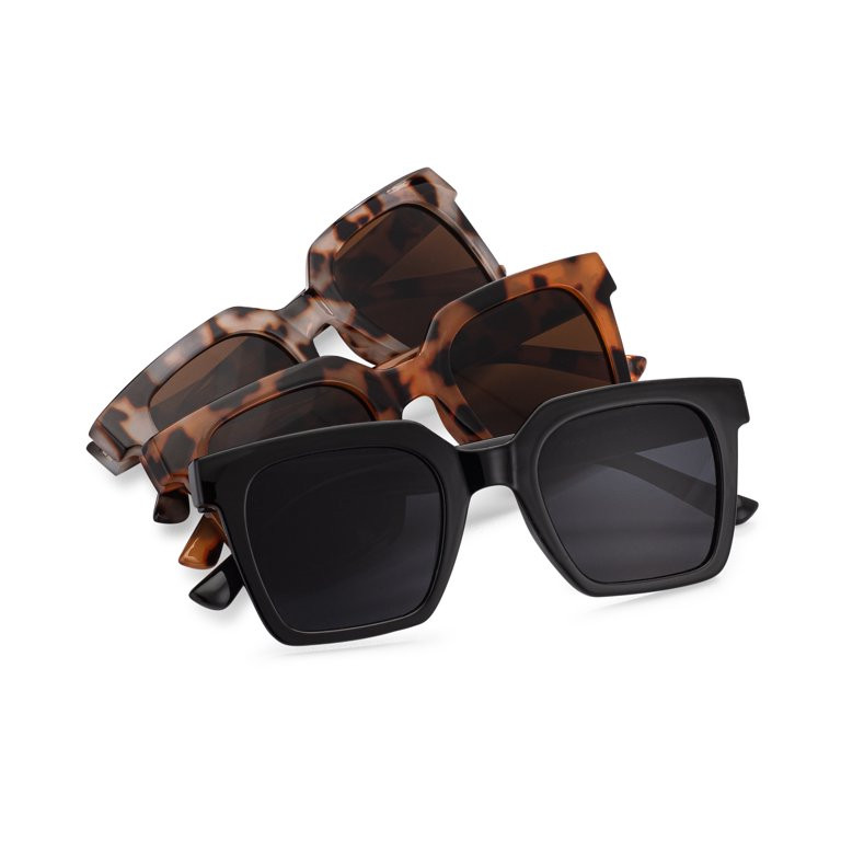 grinderPUNCH Womens Oversized Square Boyfriend Style Horned Rim Thick Plastic Retro Sunglasses Ad... | Walmart (US)