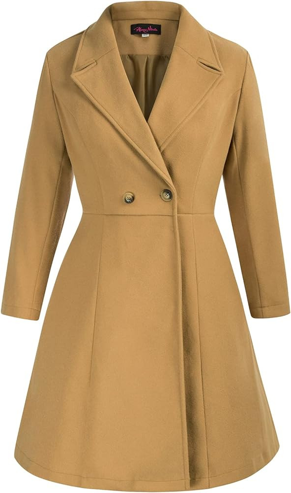 Hanna Nikole Women's Plus Size Wool Dress Coat Double Breasted Pea Coats Long Trench Coat | Amazon (US)