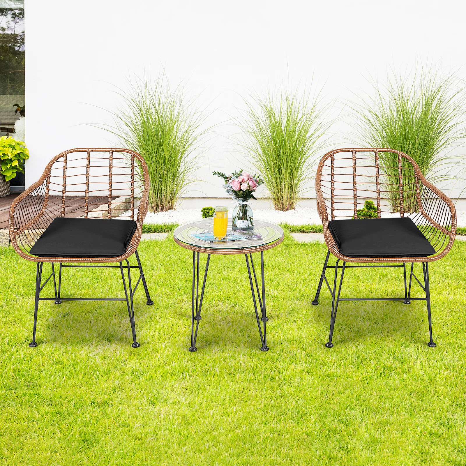 Topbuy Patiojoy 2 - Person Round Outdoor Dining Set with Cushions & Reviews | Wayfair | Wayfair North America