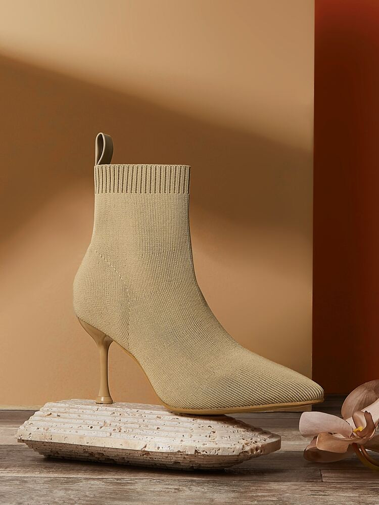 Cuccoo Minimalist Stiletto Heeled Stretch Boots | SHEIN