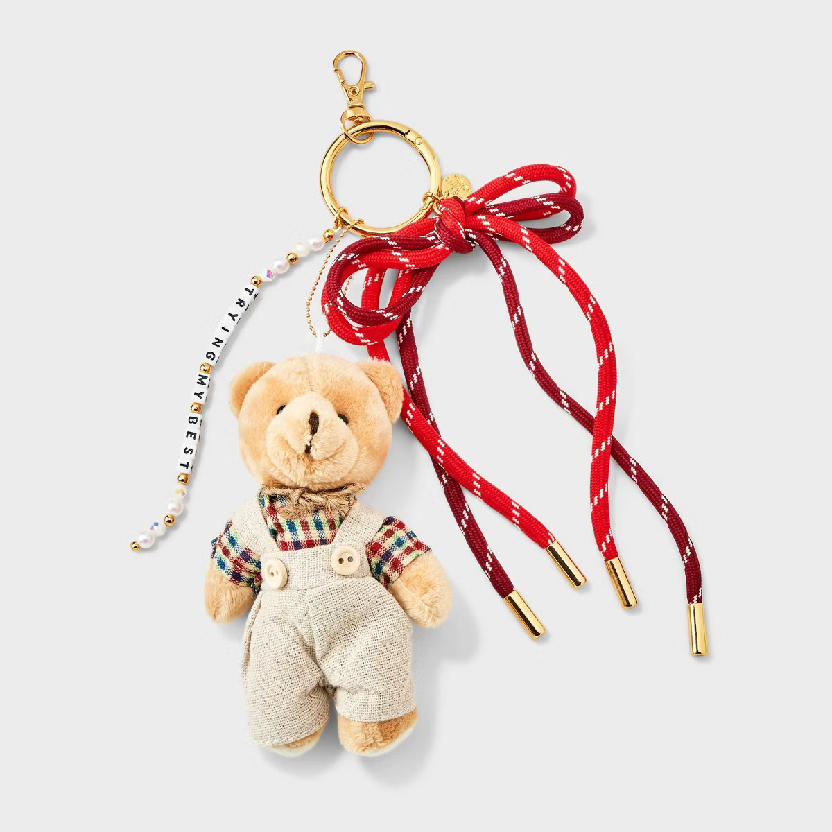Little Words Project "Trying My Best" Plush Teddy Bear Beaded Bag Charm | Target