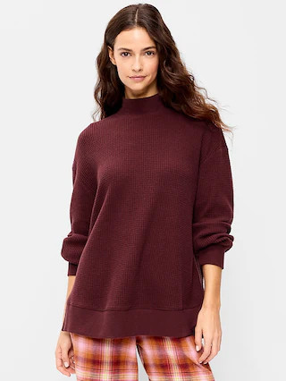 Oversized Mock-Neck Long-Sleeve Top | Old Navy (US)