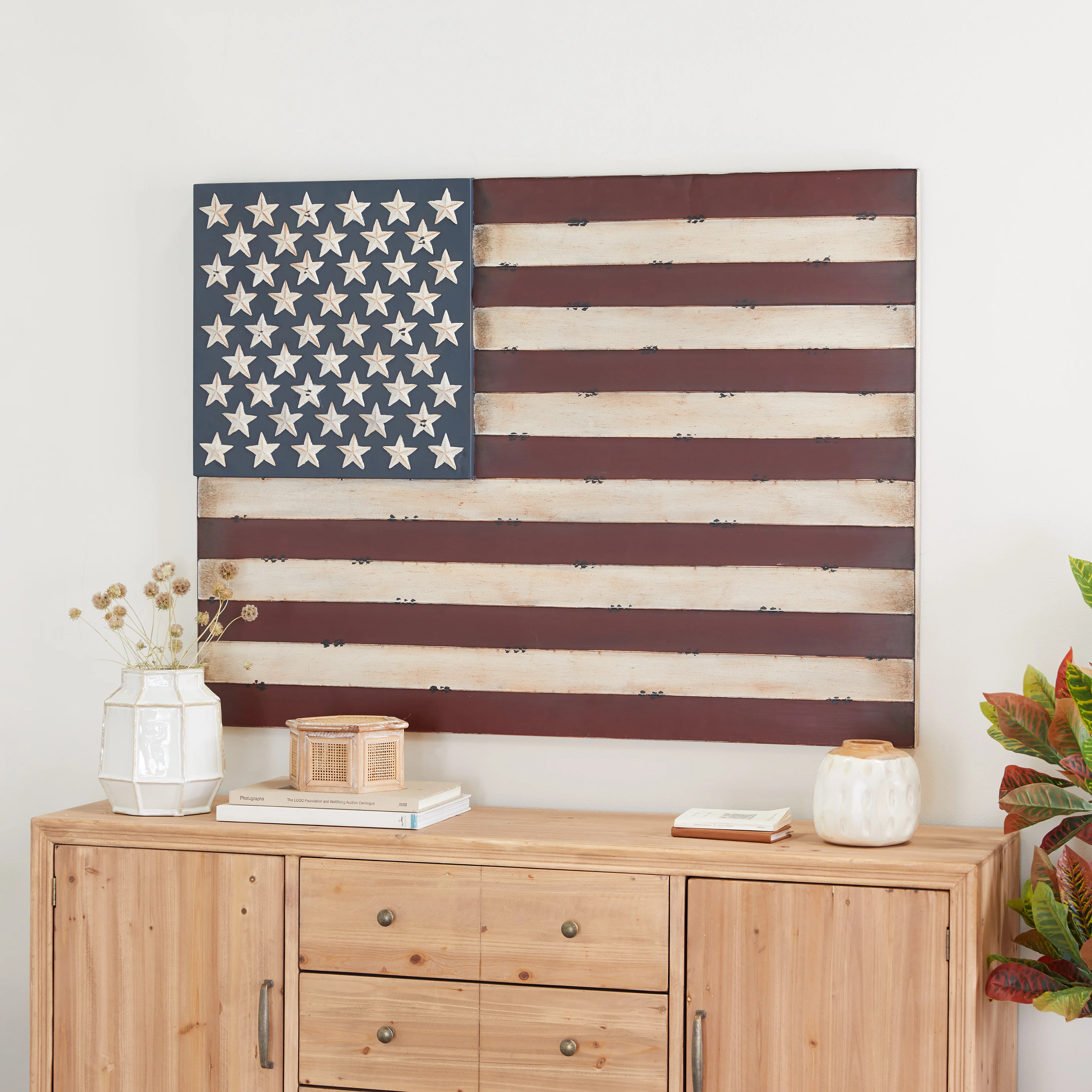 Williston Forge Metal Indoor Outdoor American Flag Red Wall Decor & Reviews | Wayfair | Wayfair North America