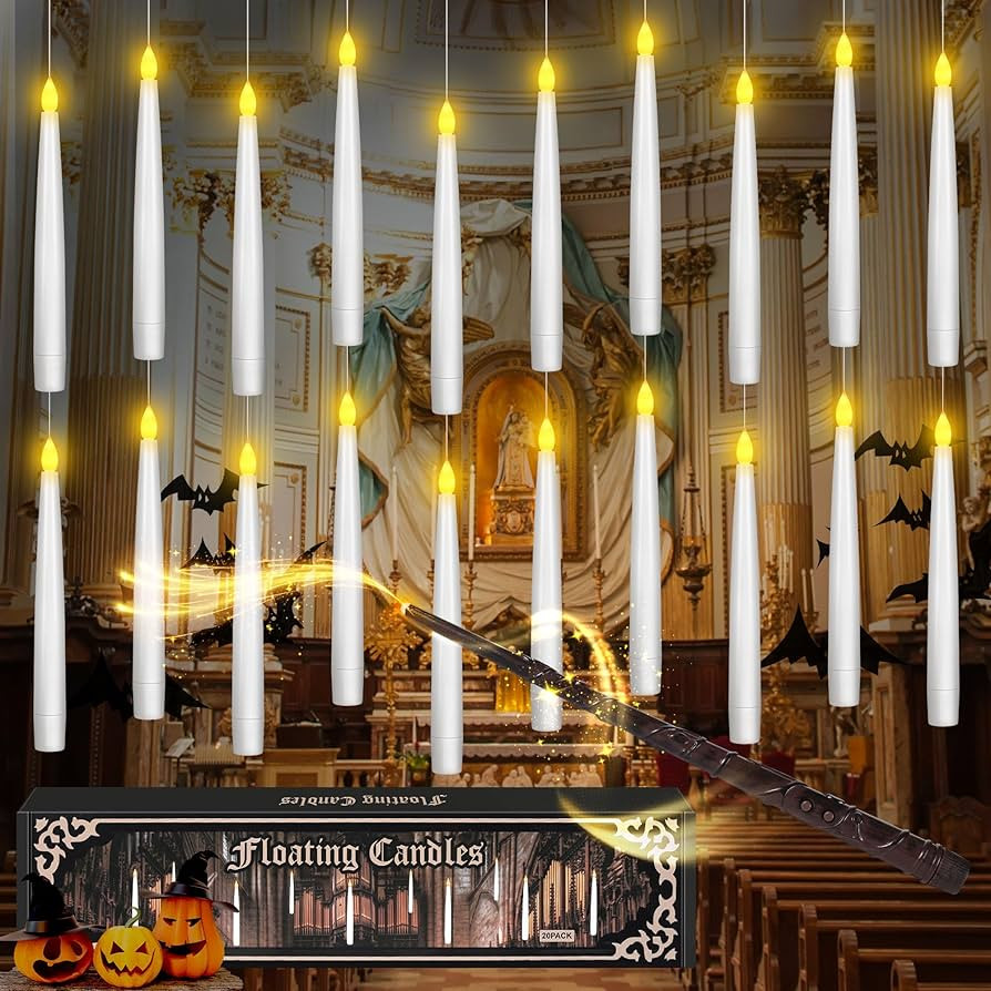Halloween Decor Floating Candles With Wand, 20pcs Magic Hanging Candles With Remote, 6.3IN Flamel... | Amazon (US)